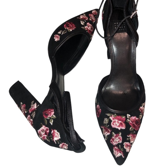 White House Black Market Embroidered Heels size 10 - Picture 1 of 11